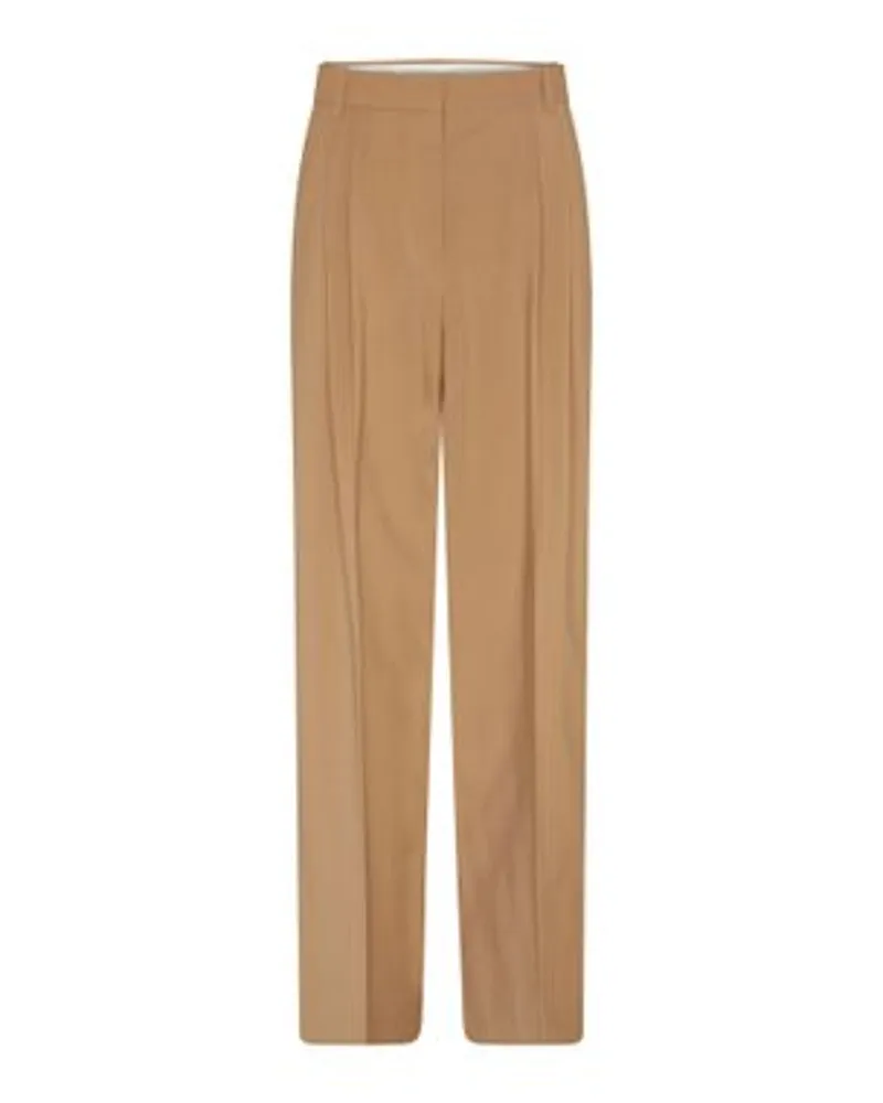 Róhe Bundfaltenhose mit weitem Bein Beige