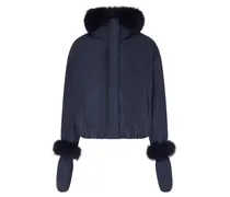 Kurze Daunenjacke aus Funktionsstoff mit abnehmbarem Kragen aus Fuchsfell