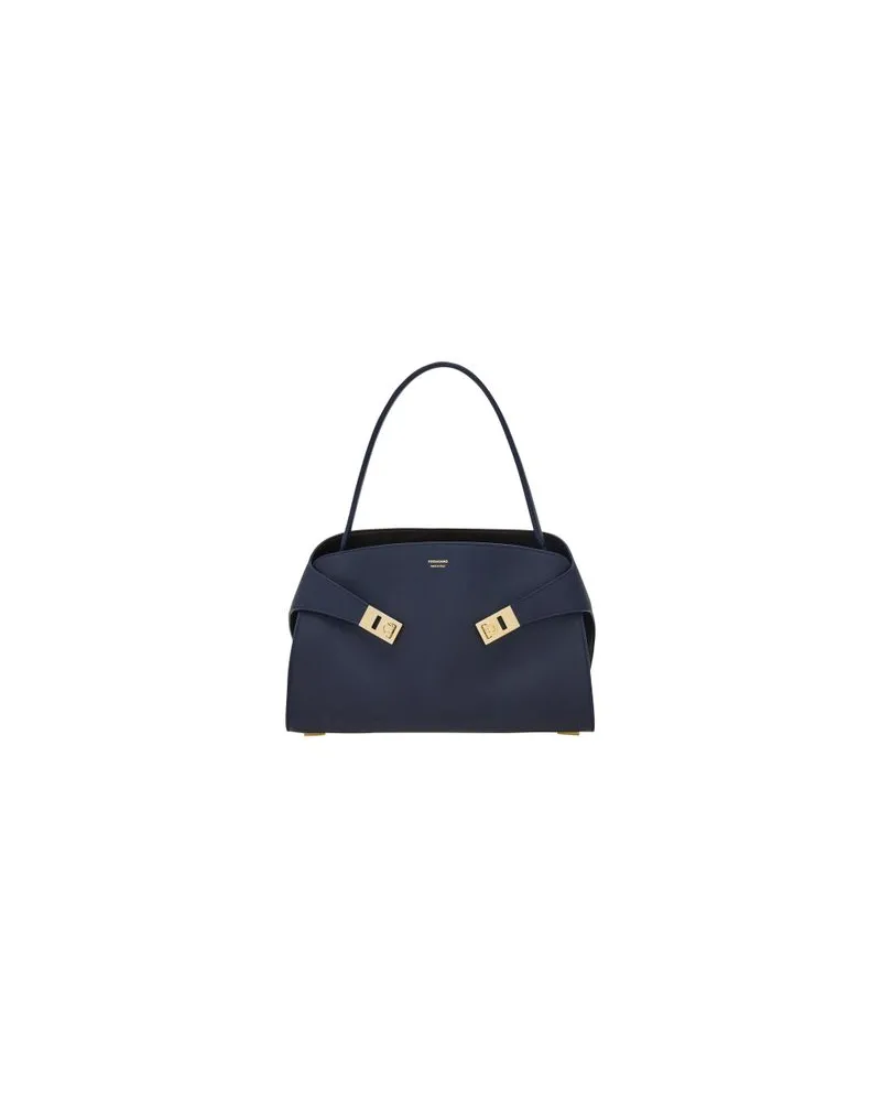 Ferragamo Zweifarbige Schultertasche Hug Soft (M Navy
