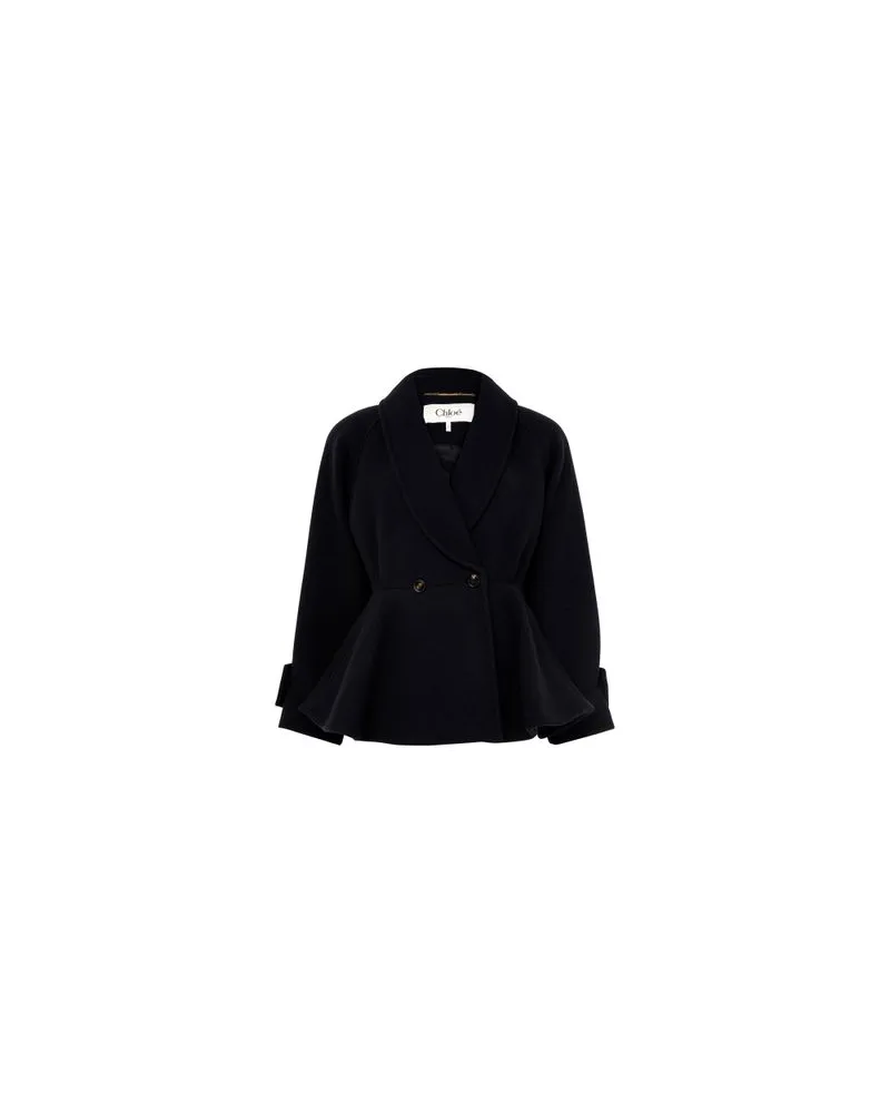 Chloé Kurzer Mantel mit zweireihiger Knöpfung Navy