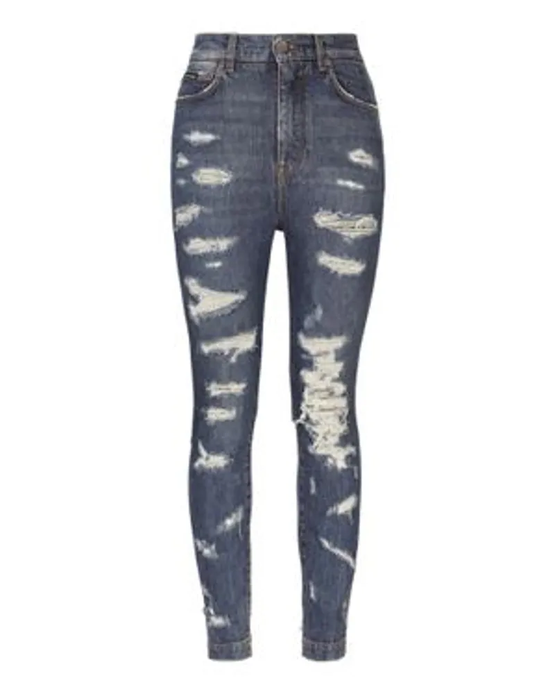 Dolce & Gabbana Skinny-Fit Jeans mit Rissen Multicolor