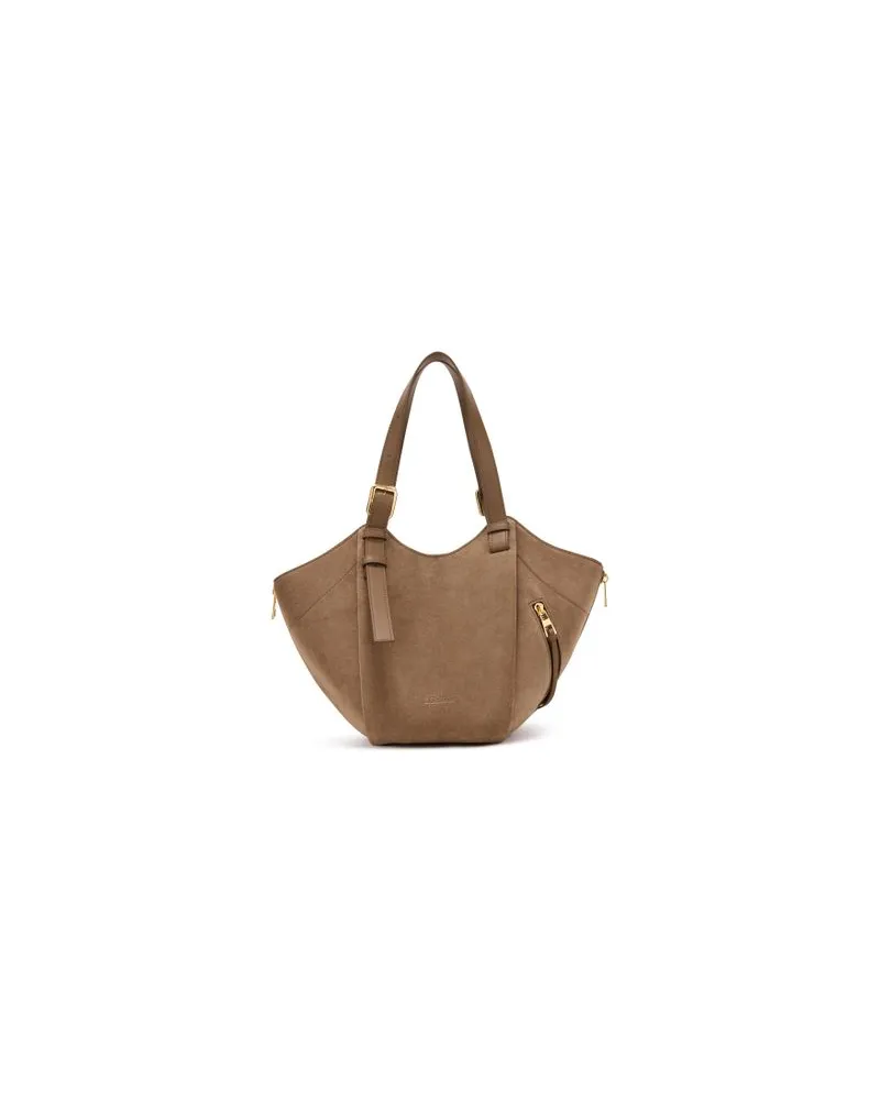 Loewe Mittelgroße Tasche Hammock Flip aus Wildleder Green