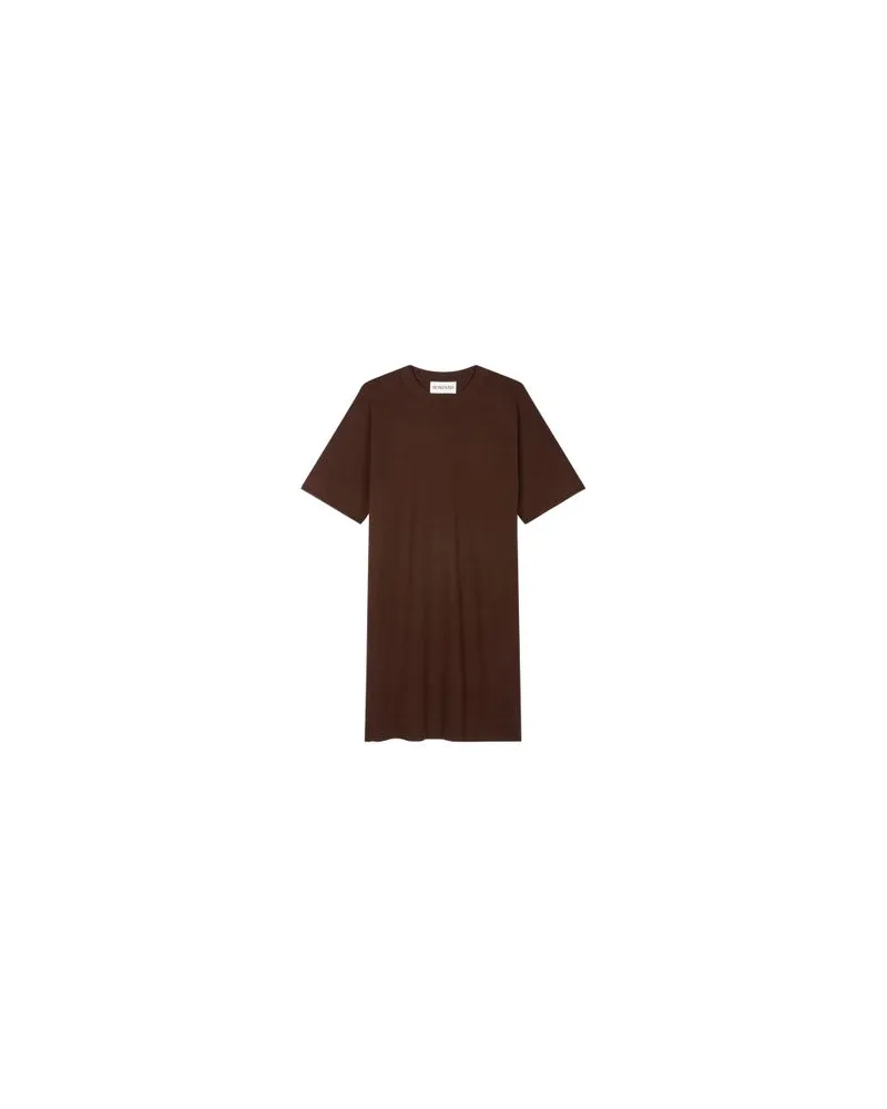Bottega Veneta Asymmetrisches Kleid in lammleder Brown