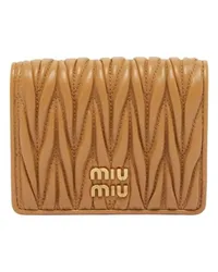 Miu Miu Kleine Klappen-Brieftasche mit Steppung Beige