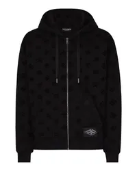 Dolce & Gabbana Hoodie mit Reißverschluss mit durchgehendem DG-Print Black