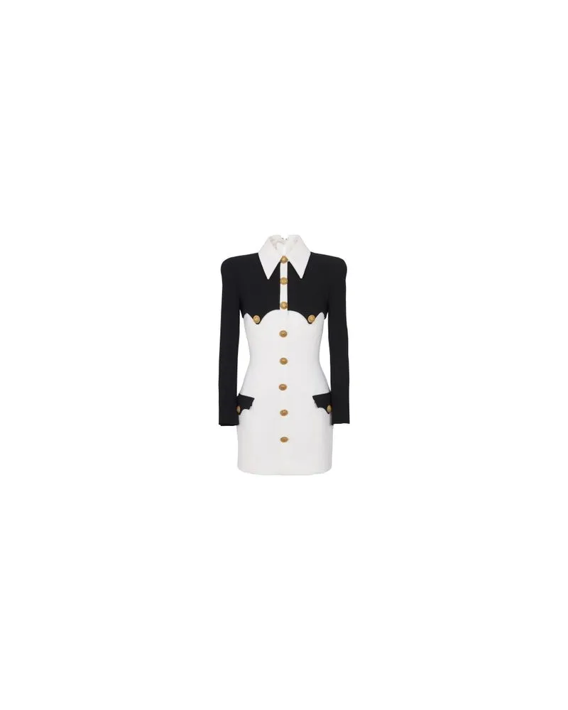 Balmain Kurzes, geknöpftes Kleid Black