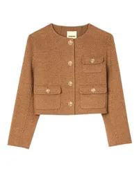 Sandro Kurze Jacke mit Knopfverschluss Brown