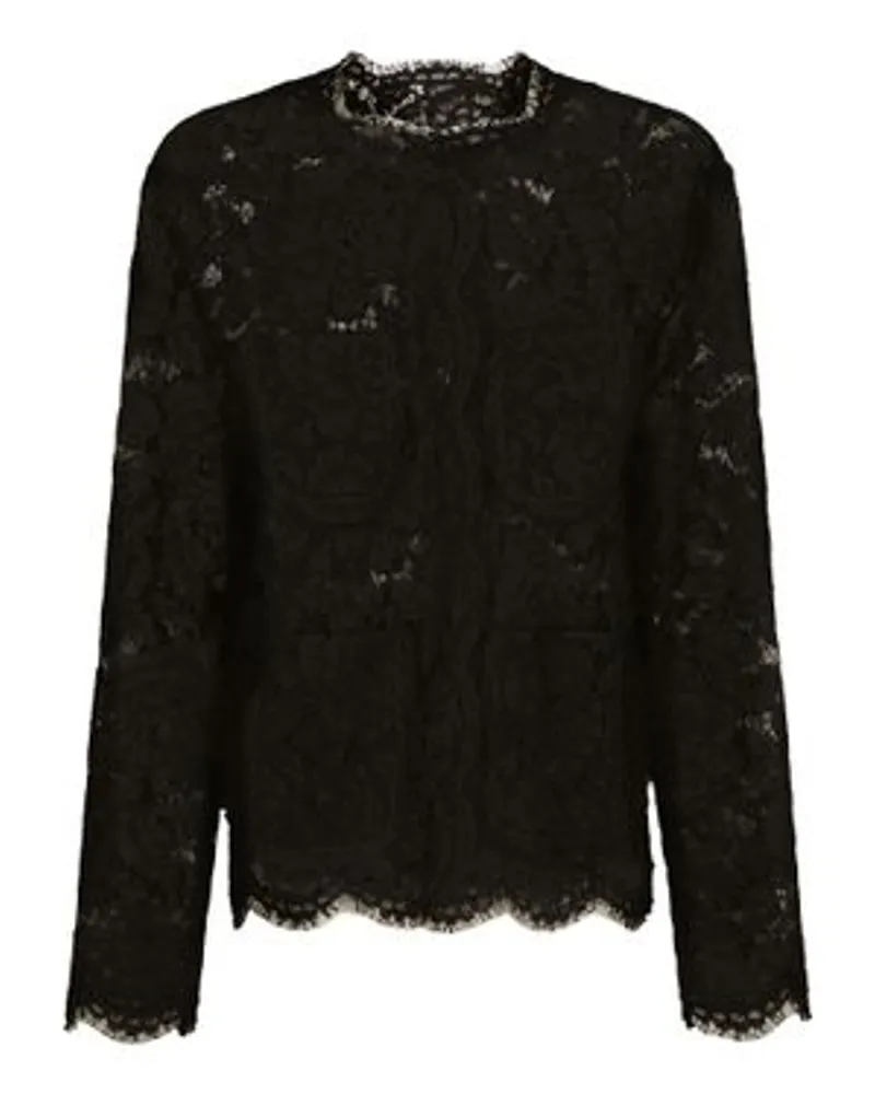 Dolce & Gabbana Einreihige Spitzenjacke Black