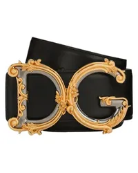 Dolce & Gabbana Kalbsledergürtel mit Logo Black