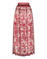 Dolce & Gabbana Langer Chiffon-Rock mit Majolika-Print Multicolor