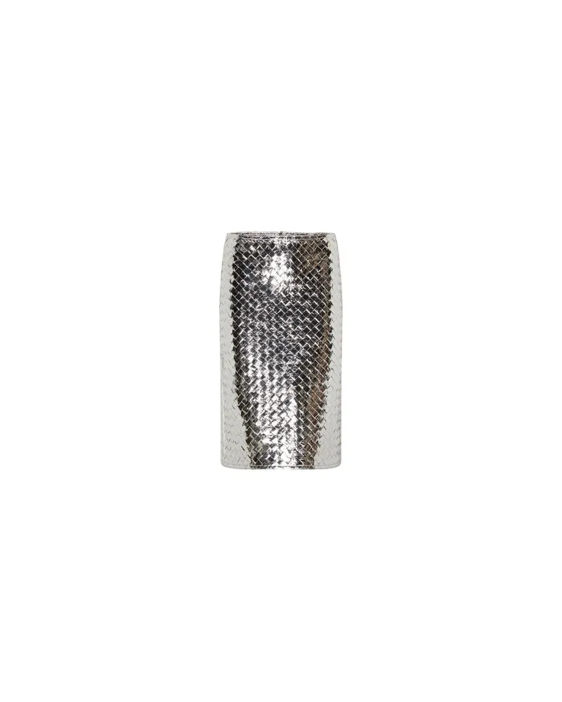 Bottega Veneta Rock Intrecciato Metallic aus lammleder Silver