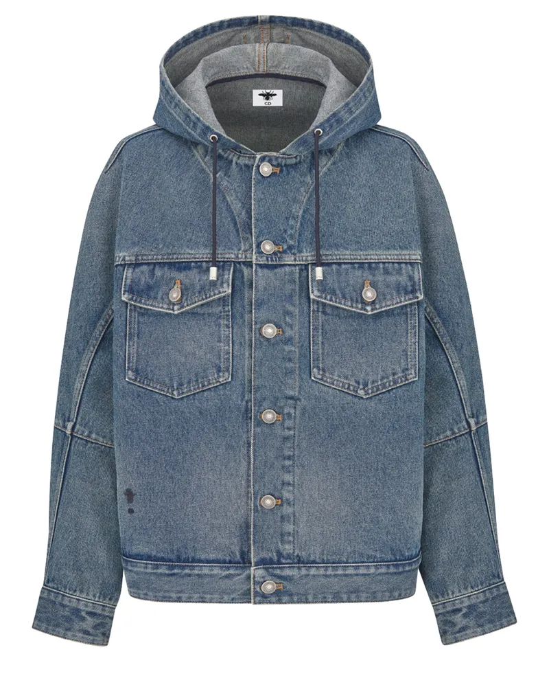 Dior Oversized-Kapuzenjacke Stonewashed Baumwolldenim 