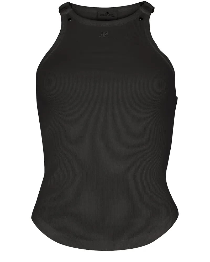 Courrèges 90's Ripp-Tanktop mit Schnalle 