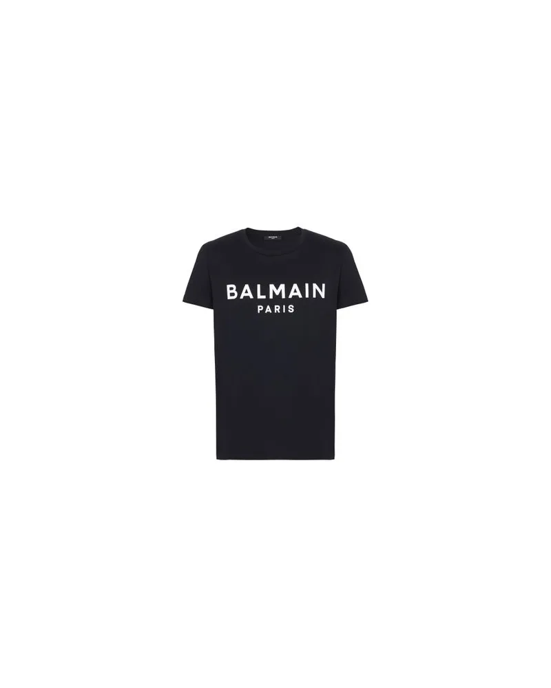 Balmain Kurzärmeliges T-Shirt mit Printmotiv Balmain Paris Black