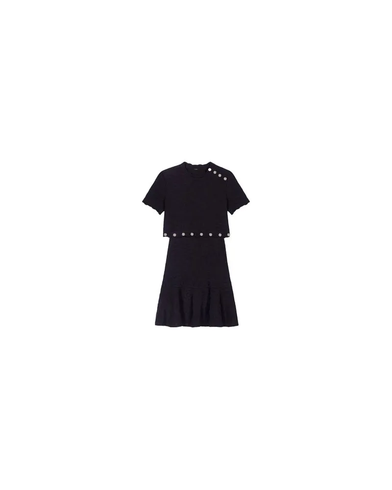 Maje Kurzes Trompe l'Oeil-Strickkleid Black