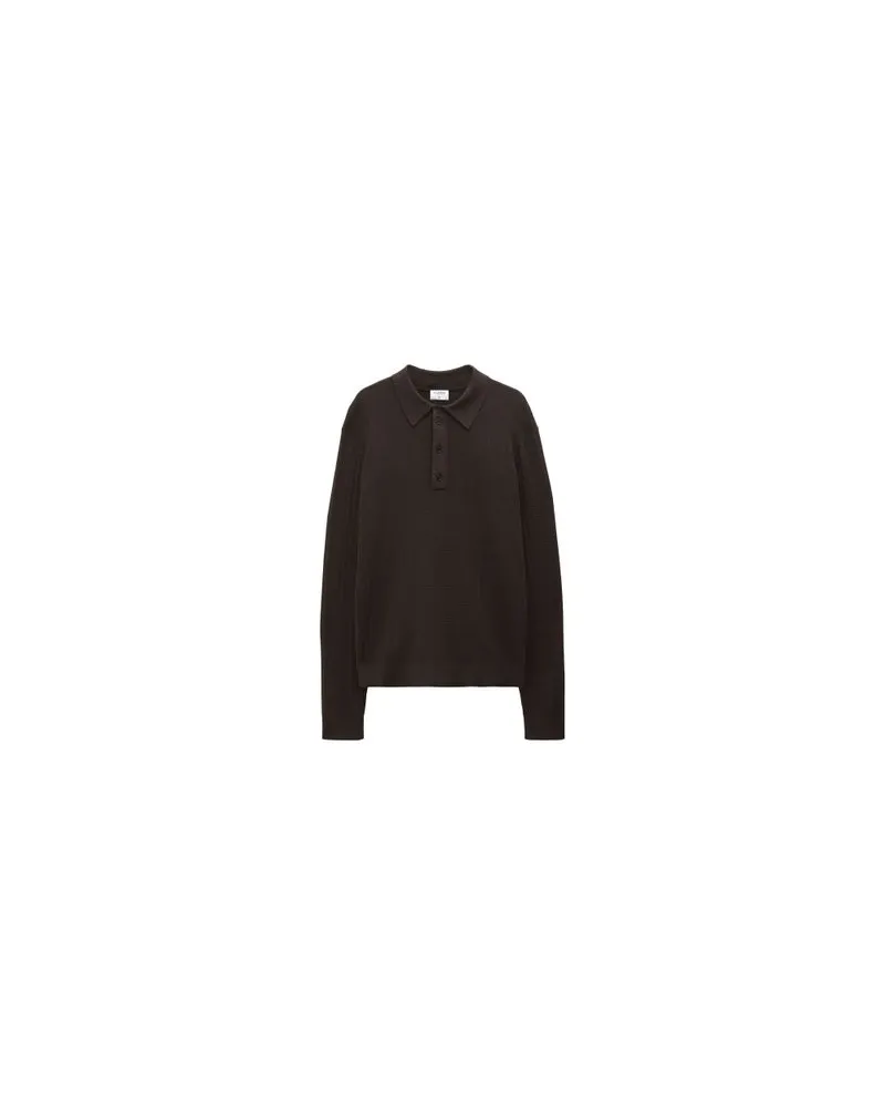 Filippa K Glänzender Polo-Pullover Grey