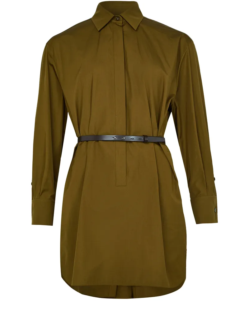 Max Mara Hemdkleid mit Ledergürtel aus Baumwollpopeline Alcade 