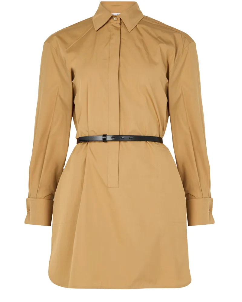 Max Mara Hemdkleid mit Ledergürtel aus Baumwollpopeline Alcade 