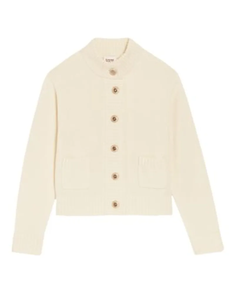 Claudie Pierlot Kurzer Grobstrick-Cardigan White