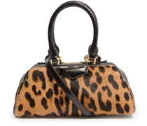 Mini Antigona East-West bag in leather with leopard print