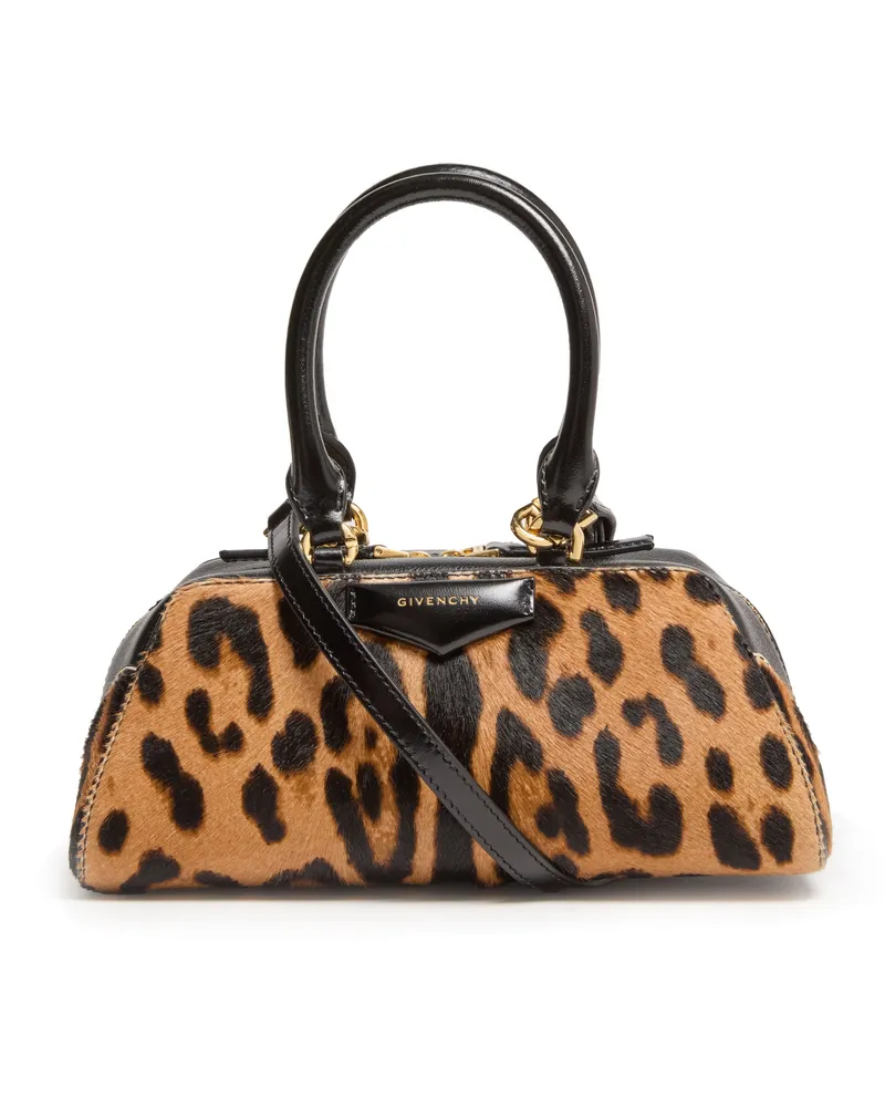 Givenchy Mini Antigona East-West bag in leather with leopard print 