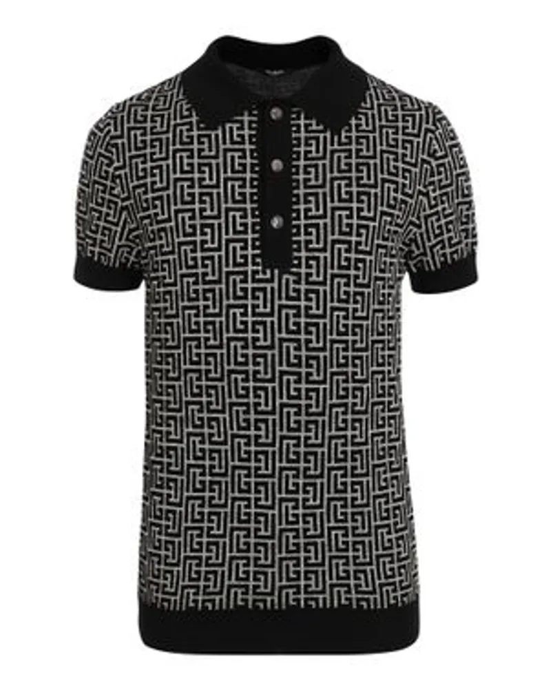 Balmain Poloshirt mit Monogramm Black