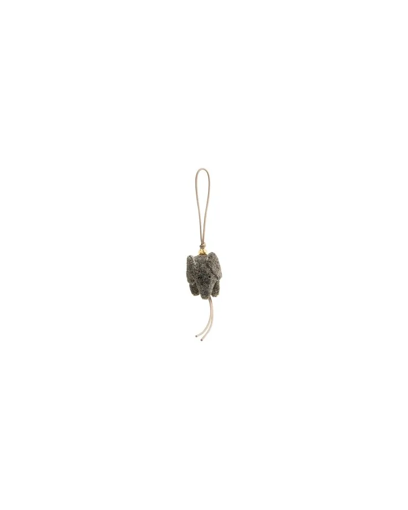 Loewe Elephant bag charm in raffia and calfskin Grey