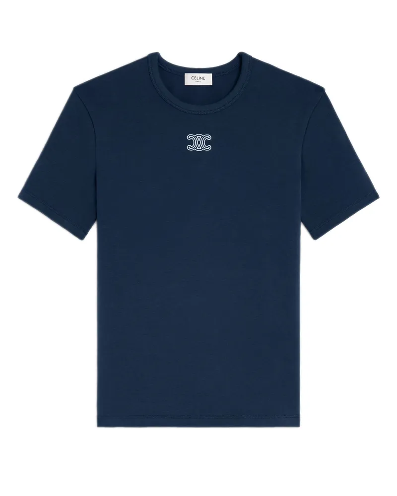 Celine Triomphe t-shirt aus geripptem baumwolljersey 