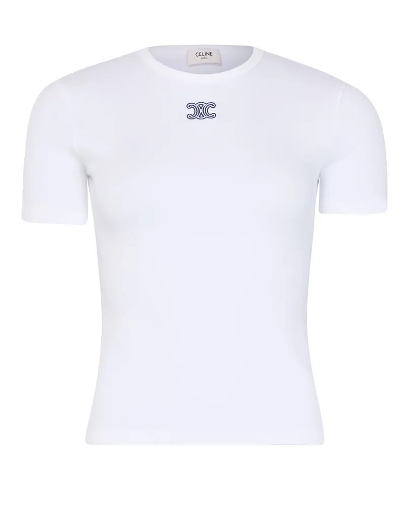 Celine Triomphe t-shirt aus geripptem baumwolljersey 