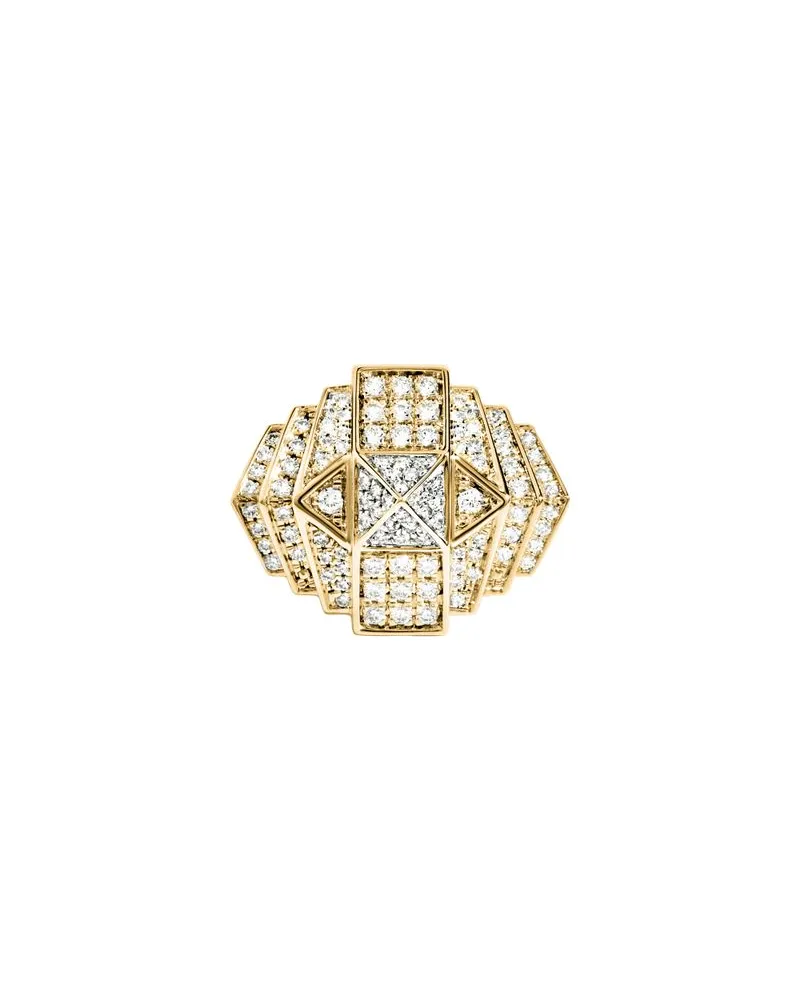 STATEMENT Pyramidenring Mini Rockaway Diamanten und Gelbgold Gold