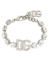 Dolce & Gabbana Armband mit Strasssteinen und DG-Logo Silver