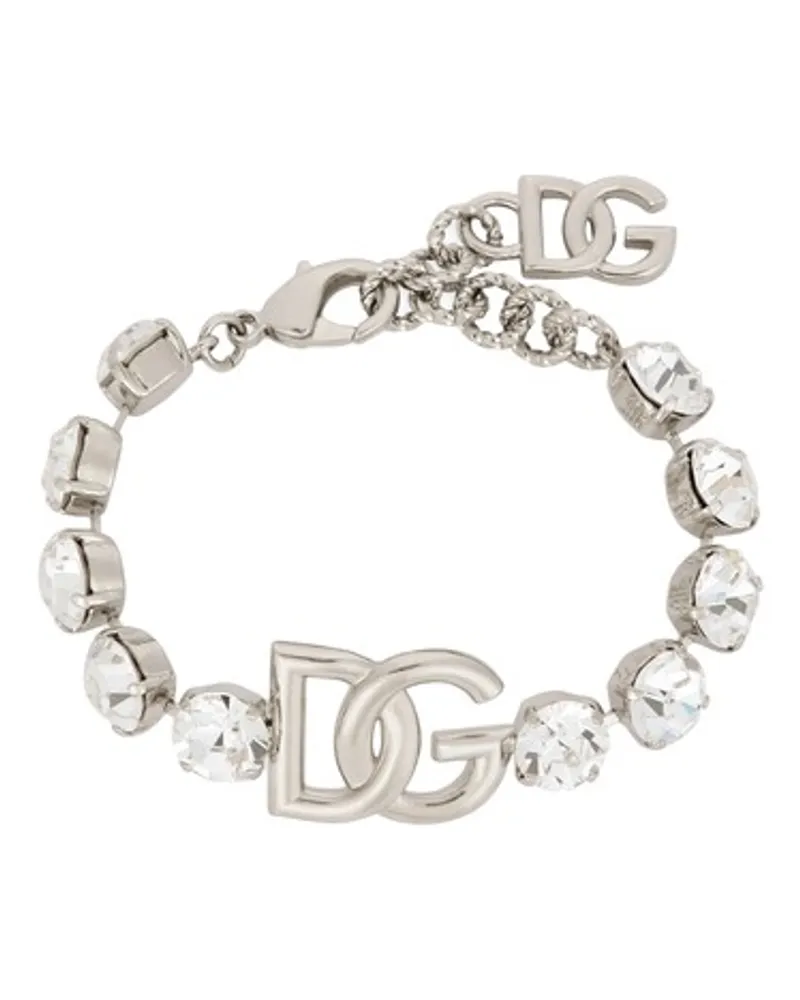 Dolce & Gabbana Armband mit Strasssteinen und DG-Logo Silver