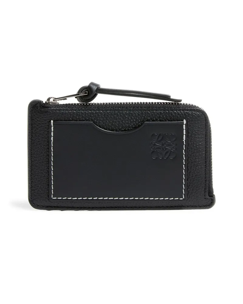 Loewe Karten- und Münzhalter aus weichem, genarbtem Kalbsleder Black