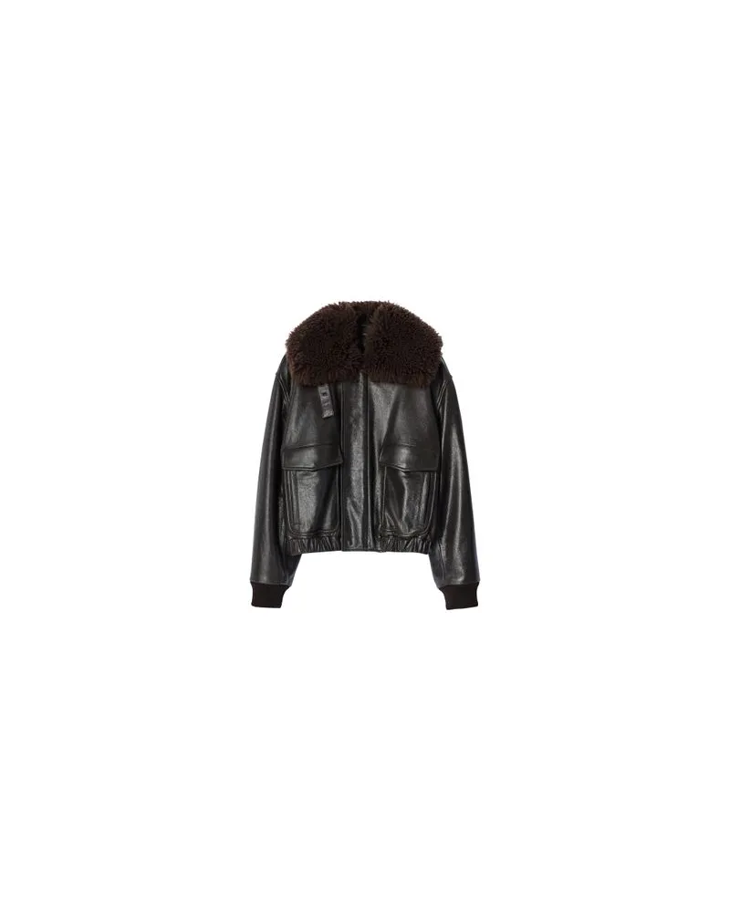 Christophe Lemaire Lederblouson Pilot Black