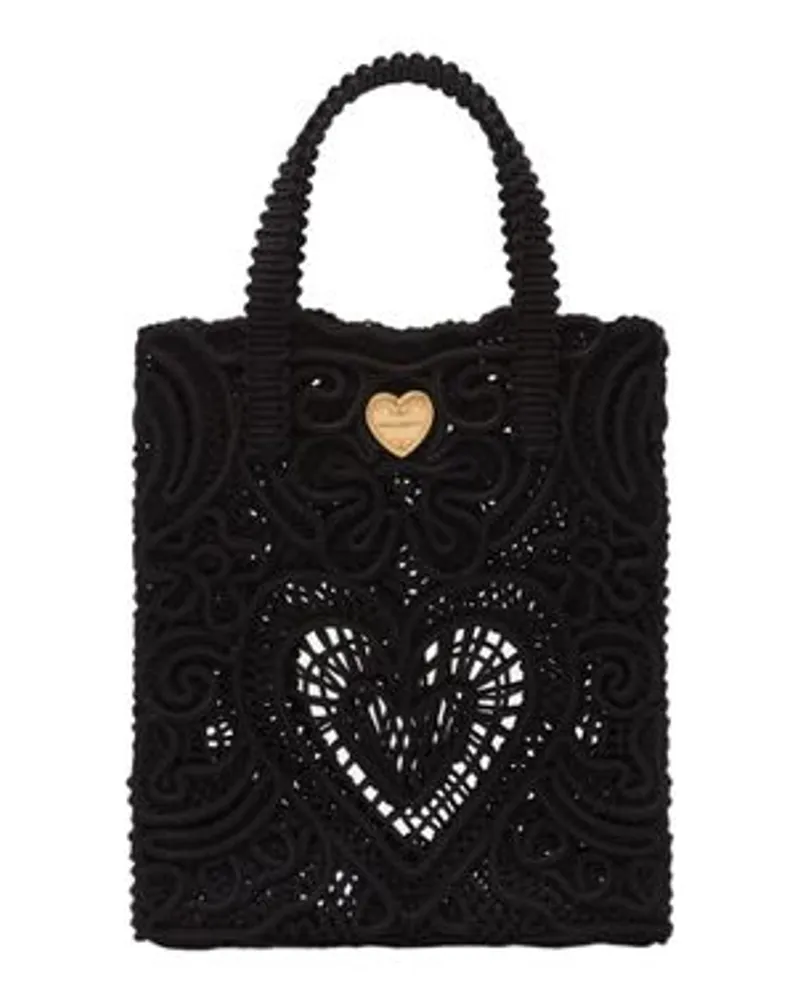 Dolce & Gabbana Kleiner Shopper mit Cordonetto-Spitze Black