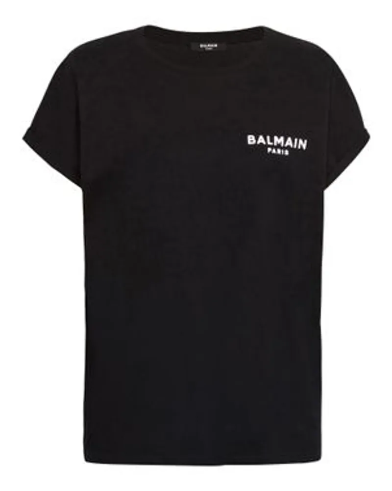 Balmain Beflocktes T-Shirt Balmain Paris Black