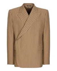 Dolce & Gabbana Zweireihiger Nadelstreifenblazer Beige