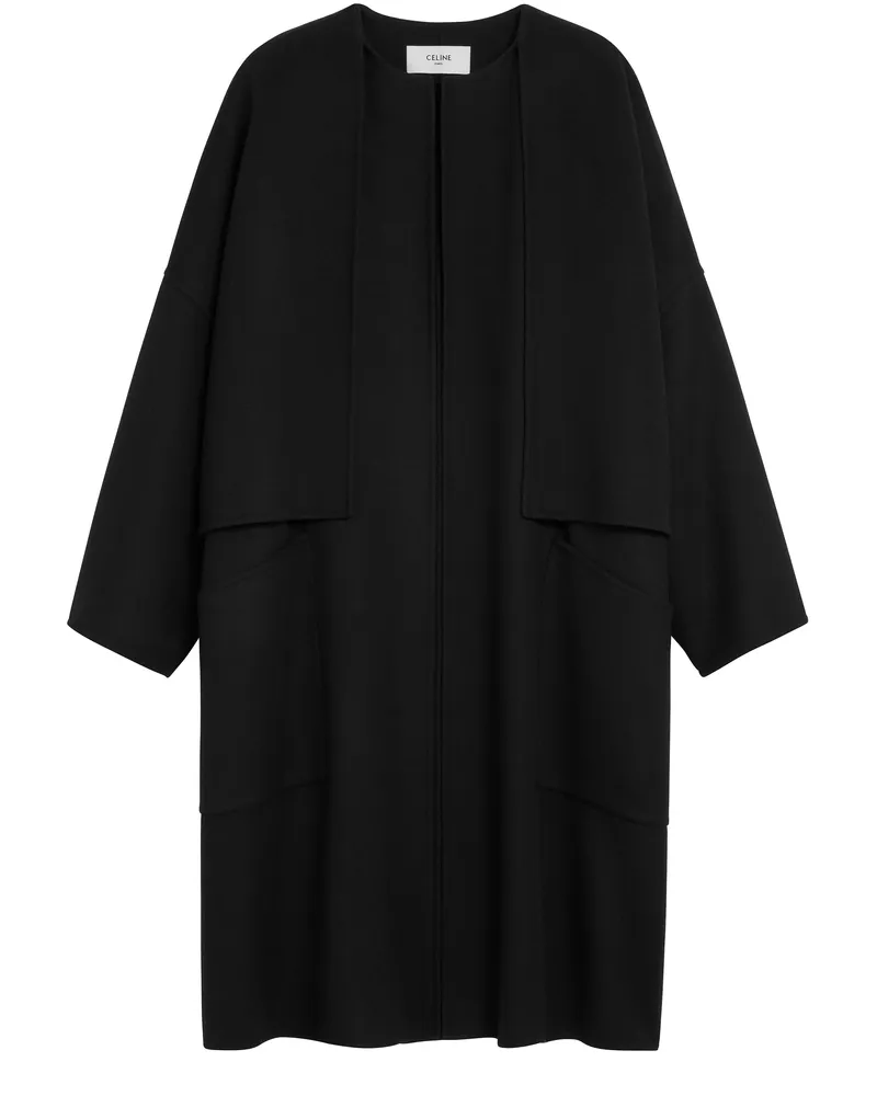 Celine Mantel mit puristischem Kragen aus zweiseitigem Kaschmir 