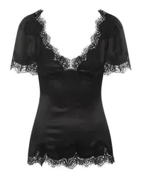 Dolce & Gabbana Satin-Top mit Spitzendetails Black