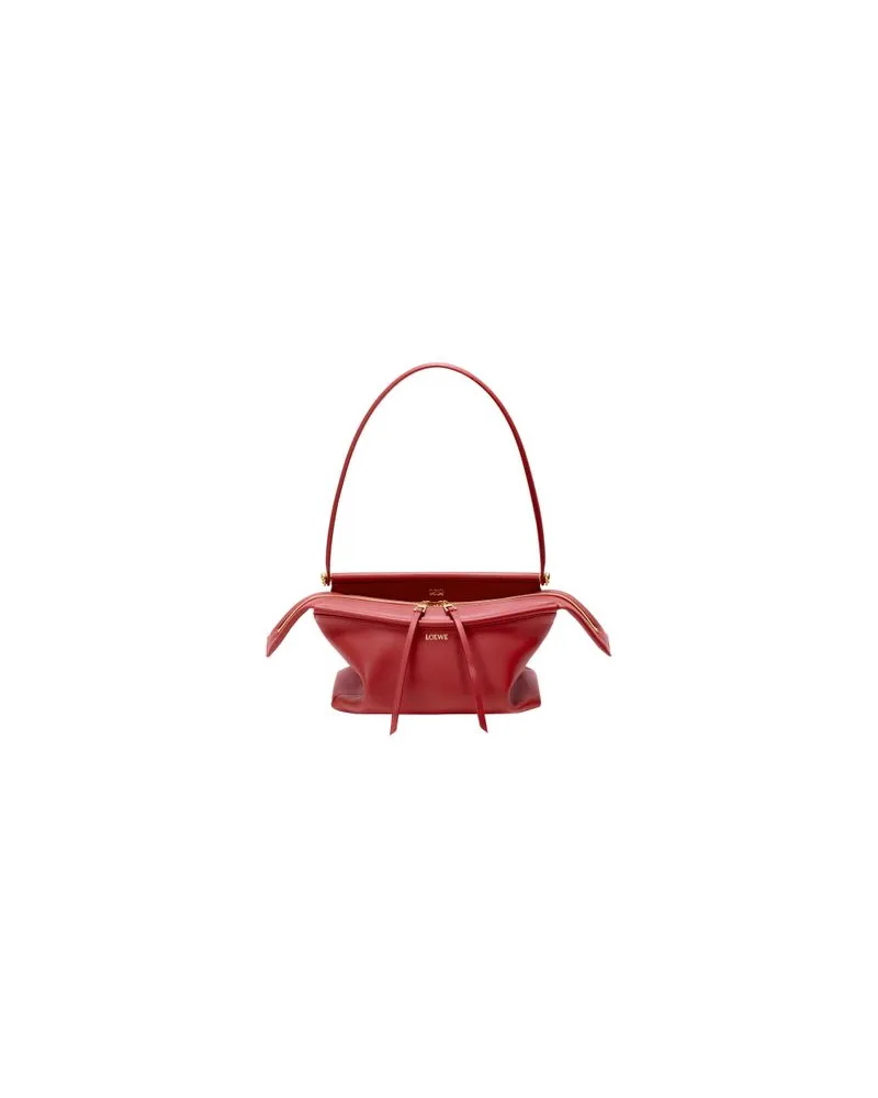 Loewe Kleine Whisker-Tasche aus glasiertem Kalbsleder Red