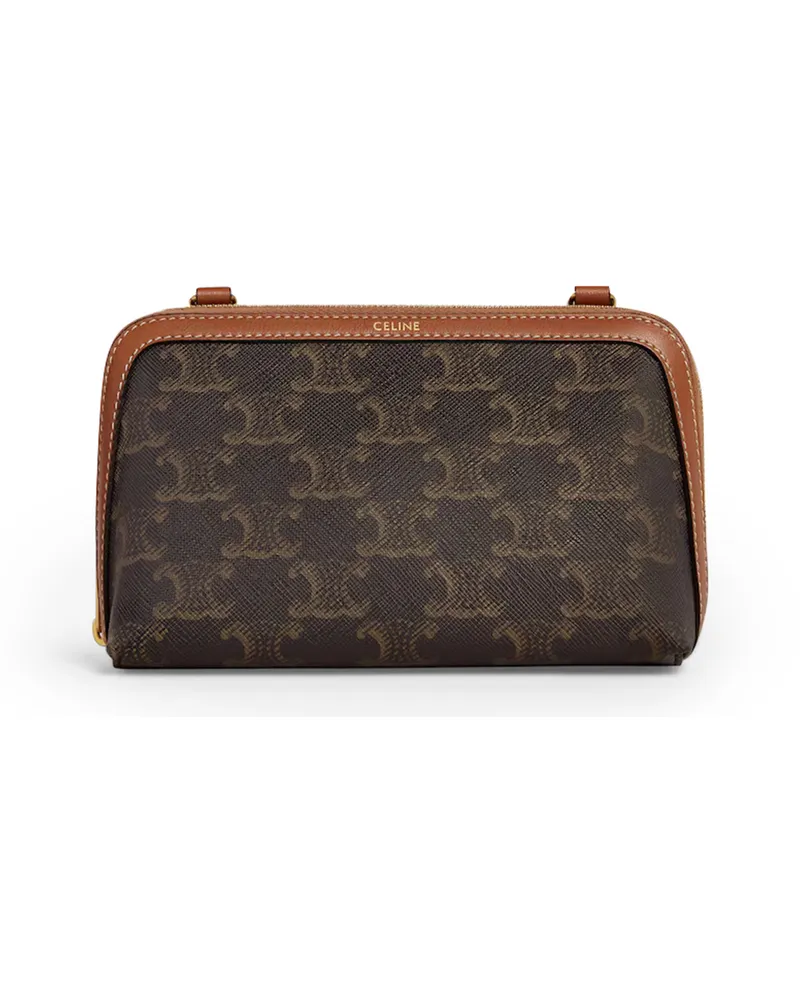 Celine Clutch Triomphe Leinen und Lammleder 
