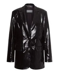 Alberta Ferretti Wildlederjacke mit Schlangenprint Black