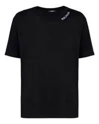 Balmain T-Shirt mit Stickerei Balmain am Kragen Black