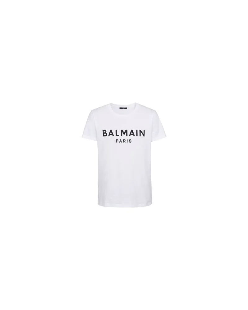 Balmain Kurzärmeliges T-Shirt mit Printmotiv Balmain Paris White