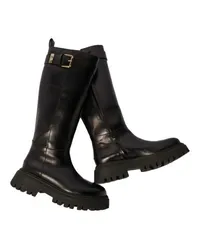 Maje Lederstiefel mit Schnalle Black