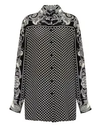 Balmain Bedrucktes Seidenhemd mit Paisleymuster und Mini-Monogramm Black