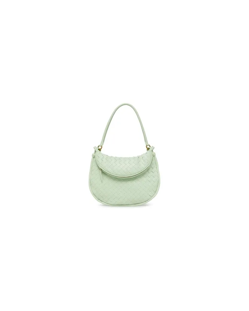 Bottega Veneta Lederrock aus Intrecciato Green