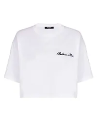 Balmain T-Shirt mit Stickerei Balmain Signature White