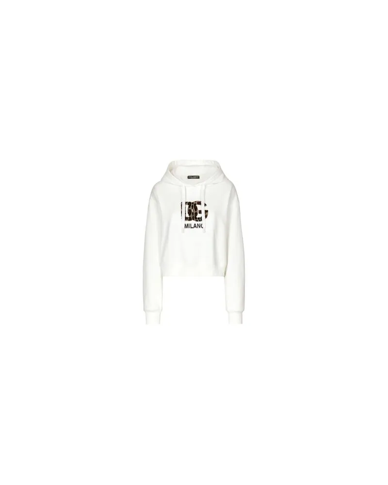 Dolce & Gabbana Jersey-Hoodie mit Patch White