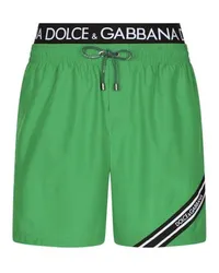 Dolce & Gabbana Mittellange Badehose mit Logoband Green